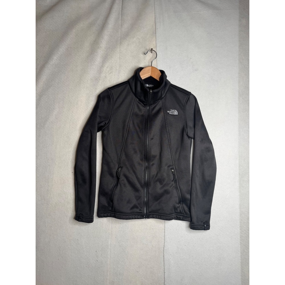 The North Face Agave‎ Full Zip Fleece Jacket Womens Medium Black Mock Neck Stain
